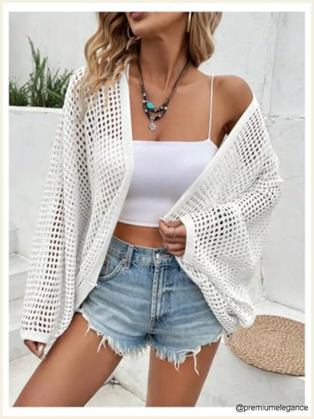 Oversized Knit Open Front Cardigan Lightweight Beach Cover Up